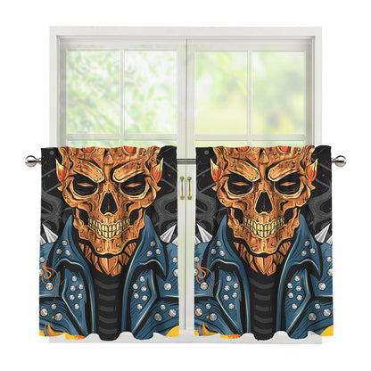 Fire Punk Devil Print Tier Curtains