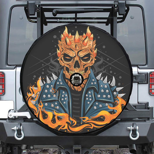 Fire Punk Devil Print Tire Cover With Camera Hole