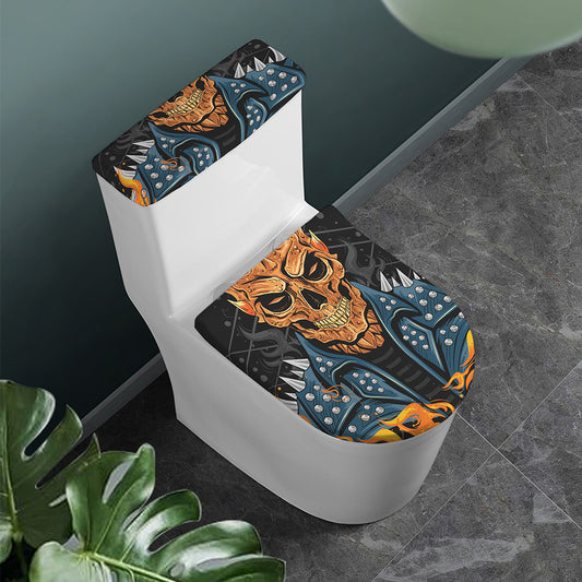 Fire Punk Devil Print Toilet Lid And Tank Cover Set