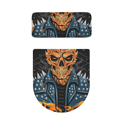 Fire Punk Devil Print Toilet Lid And Tank Cover Set