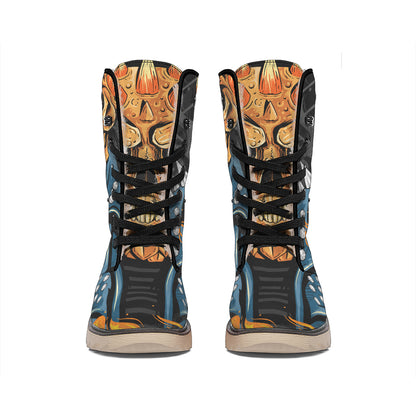 Fire Punk Devil Print Winter Boots