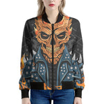 Fire Punk Devil Print Women's Bomber Jacket