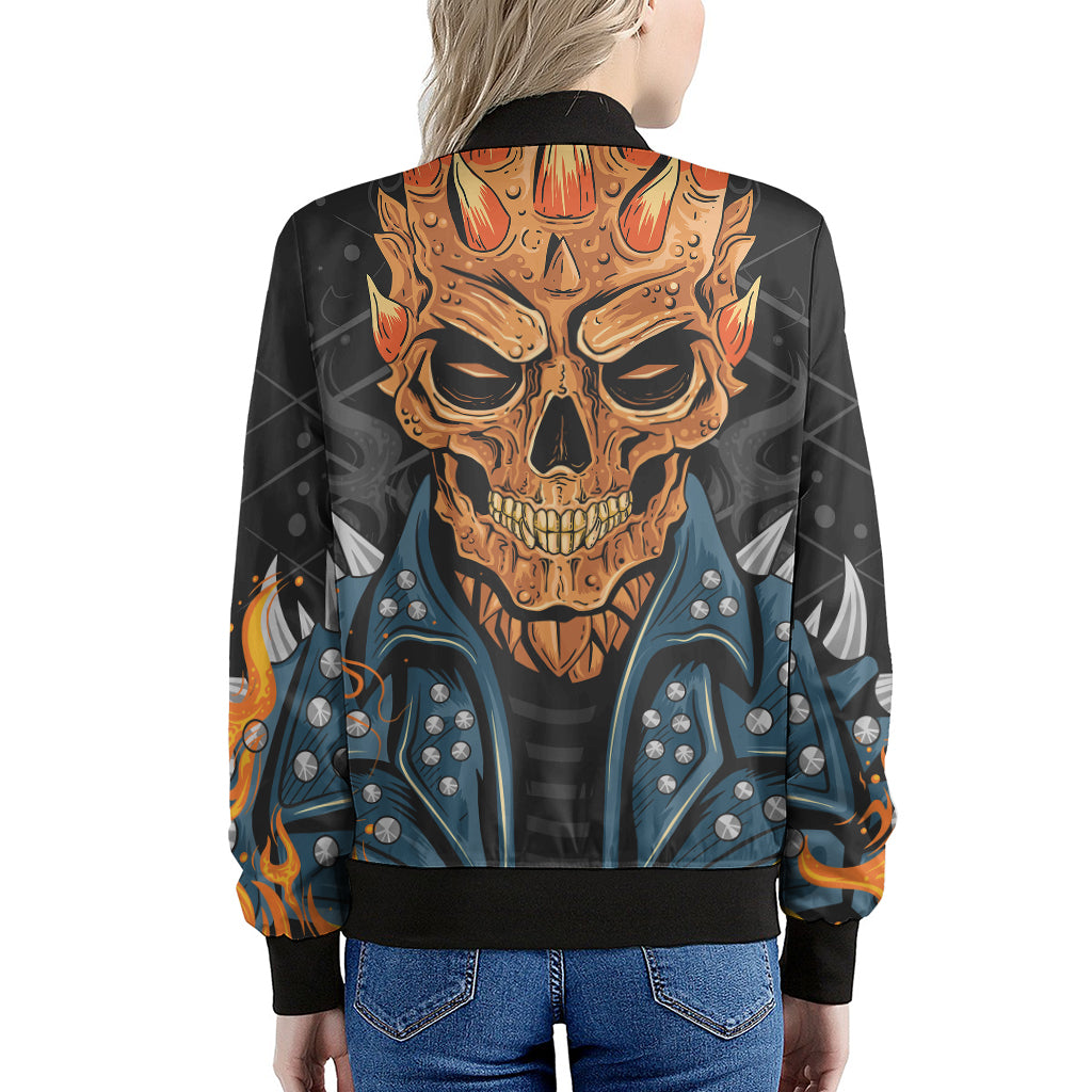 Fire Punk Devil Print Women's Bomber Jacket