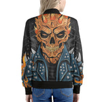 Fire Punk Devil Print Women's Bomber Jacket
