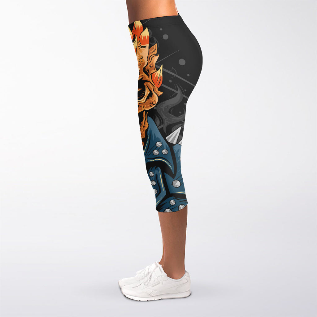 Fire Punk Devil Print Women's Capri Leggings