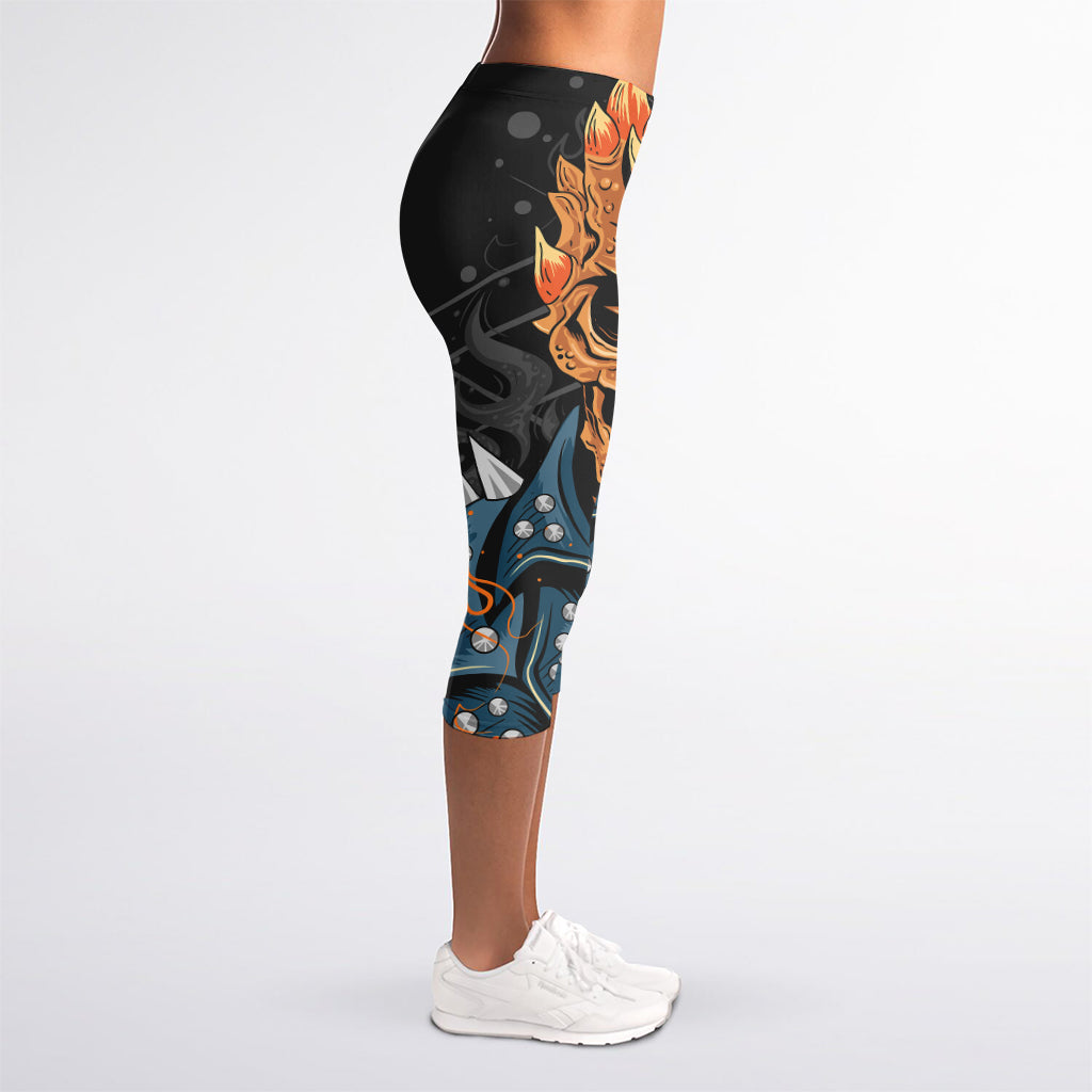 Fire Punk Devil Print Women's Capri Leggings