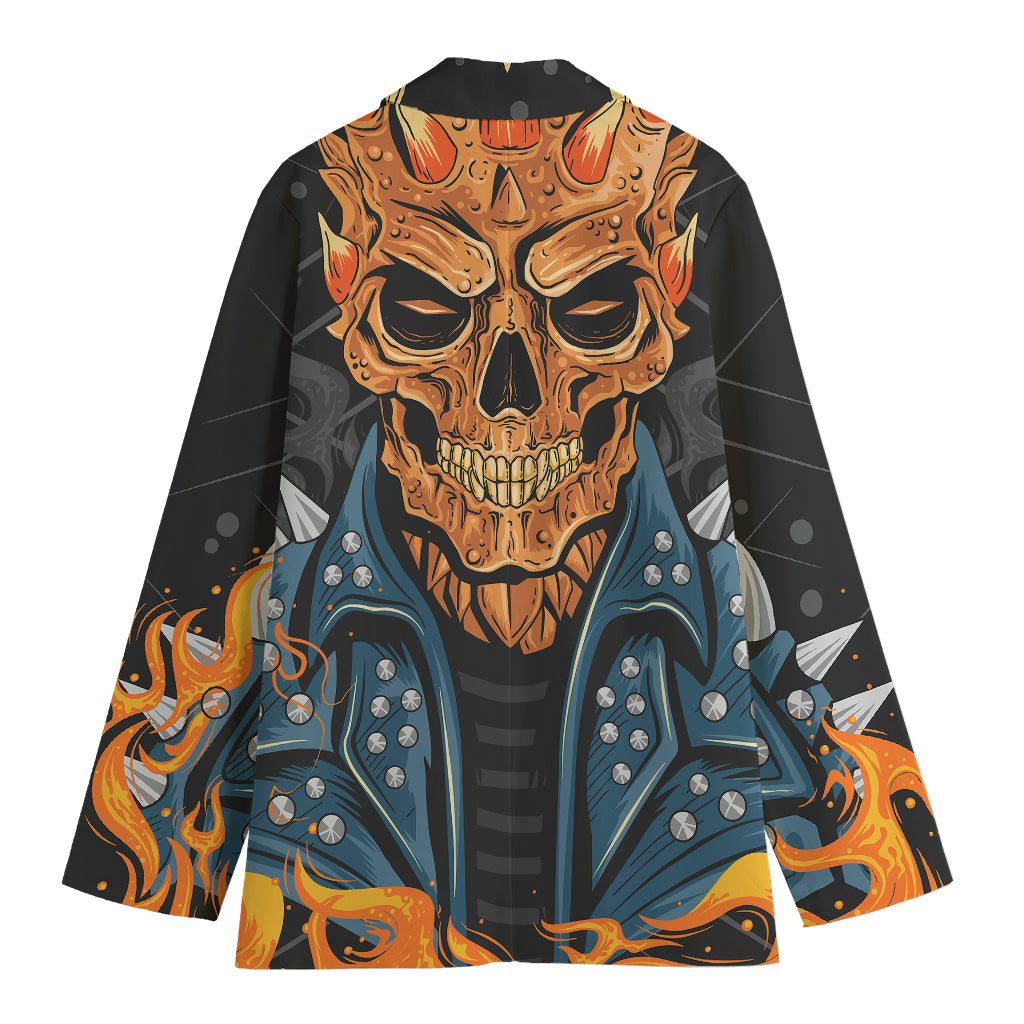 Fire Punk Devil Print Women's Cotton Blazer