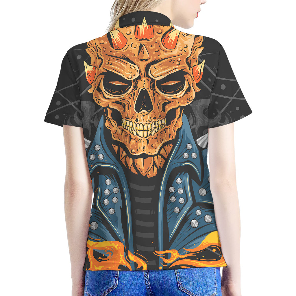 Fire Punk Devil Print Women's Polo Shirt