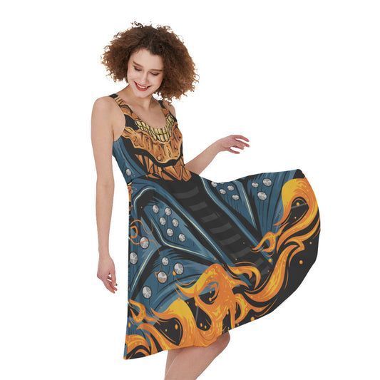 Fire Punk Devil Print Women's Sleeveless Dress