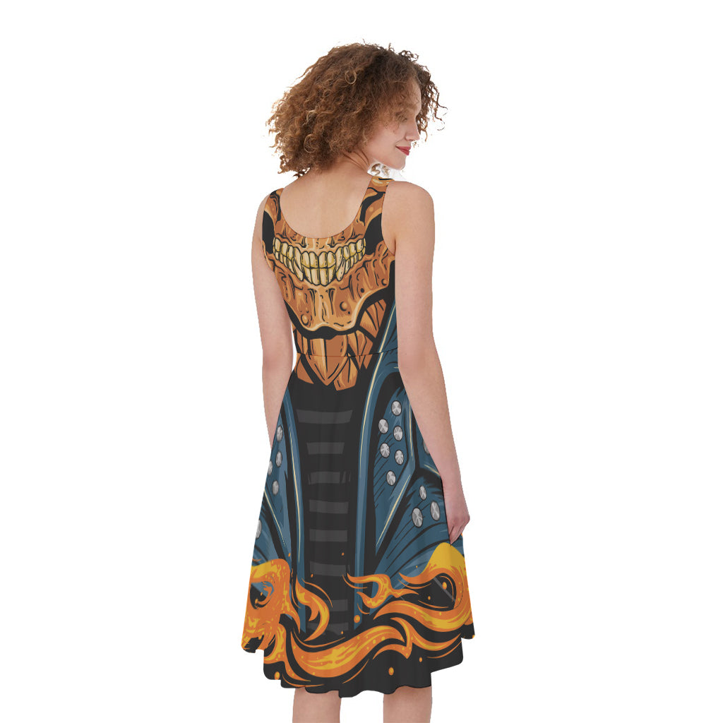 Fire Punk Devil Print Women's Sleeveless Dress