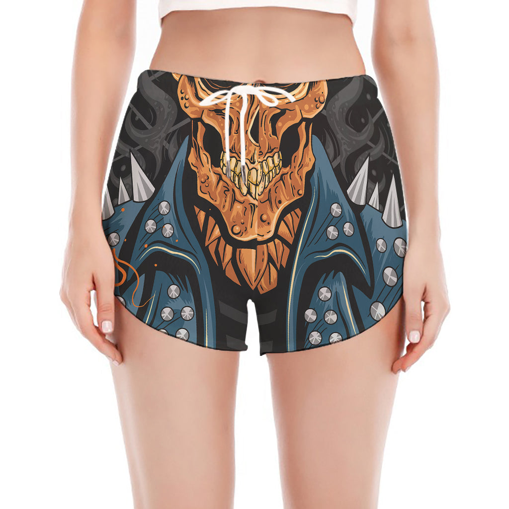 Fire Punk Devil Print Women's Split Running Shorts