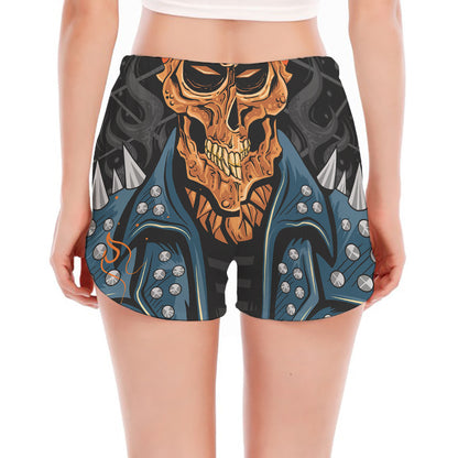 Fire Punk Devil Print Women's Split Running Shorts