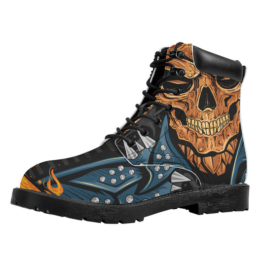 Fire Punk Devil Print Work Boots