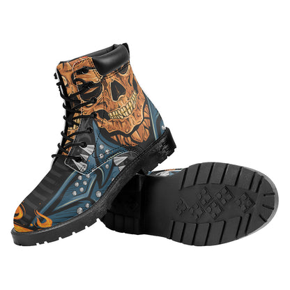 Fire Punk Devil Print Work Boots