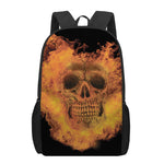 Fire Skull Print 17 Inch Backpack