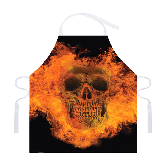 Fire Skull Print Adjustable Apron