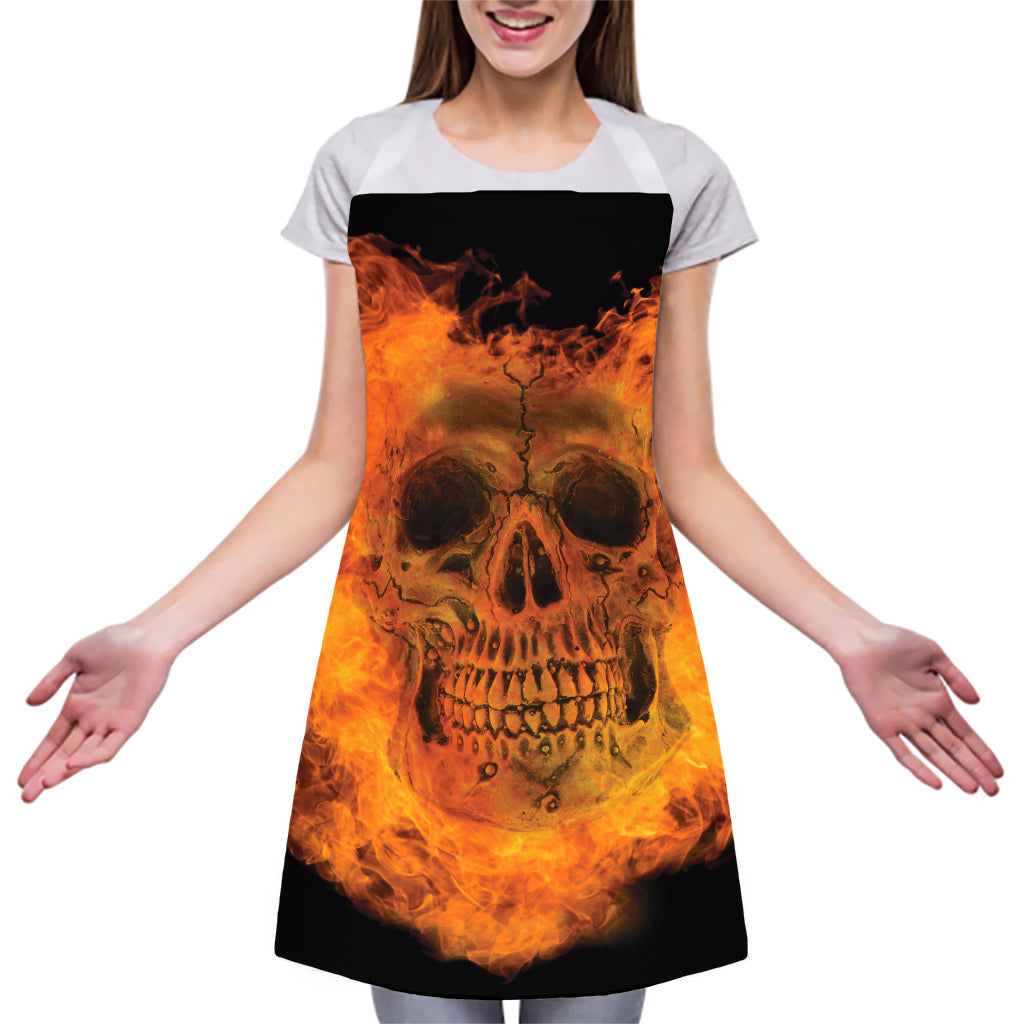 Fire Skull Print Adjustable Apron