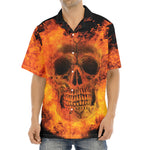 Fire Skull Print Aloha Shirt
