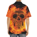Fire Skull Print Aloha Shirt