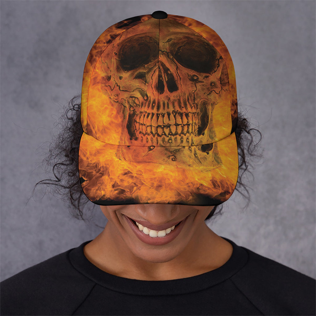 Fire Skull Print Baseball Cap