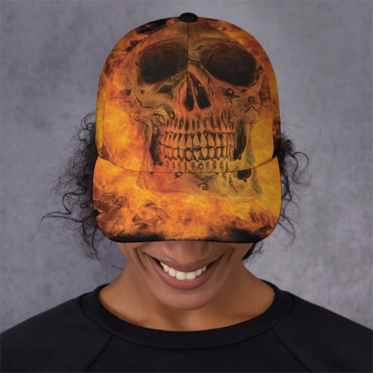 Fire Skull Print Baseball Cap