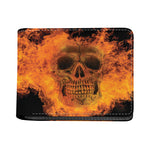 Fire Skull Print Bifold Wallet