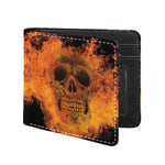 Fire Skull Print Bifold Wallet