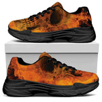 Fire Skull Print Black Chunky Shoes