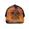 Fire Skull Print Black Mesh Trucker Hat