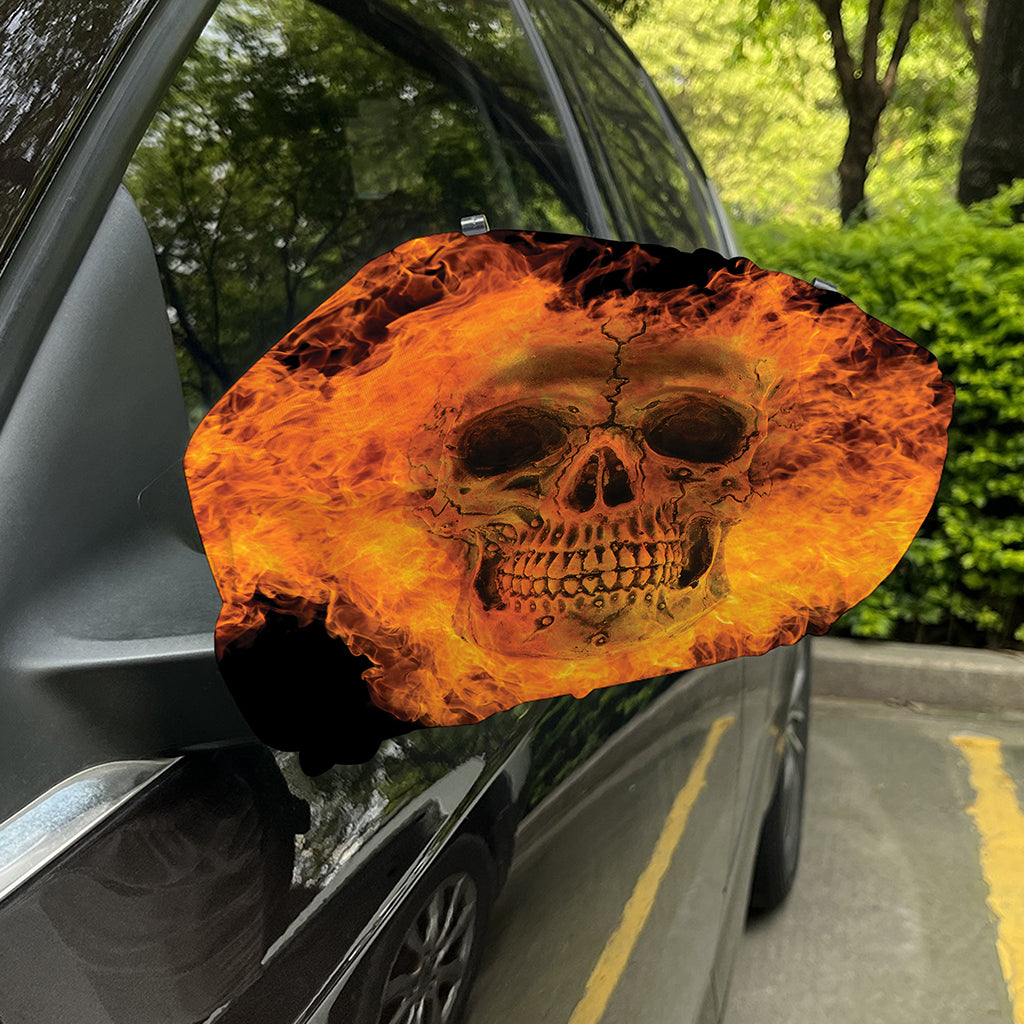 Fire Skull Print Car Side Mirror Covers