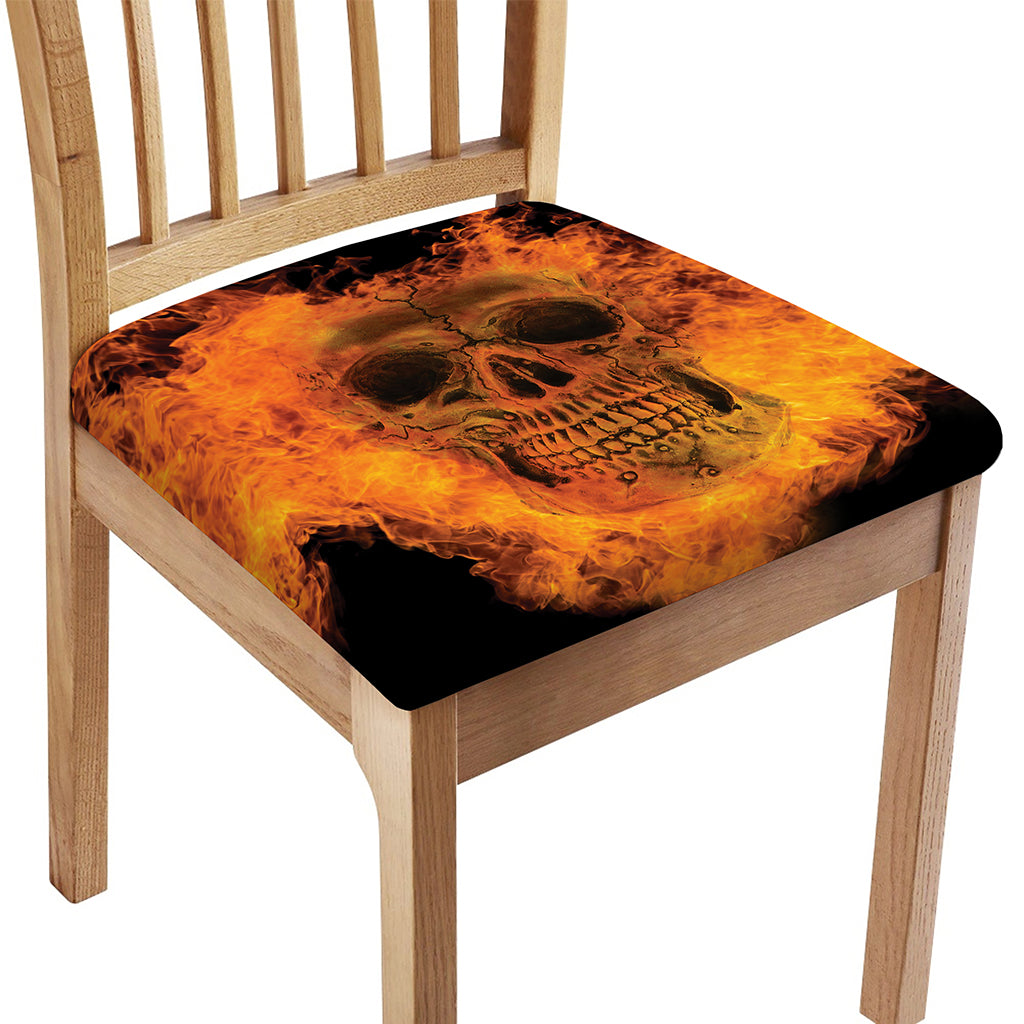 Fire Skull Print Chair Cushion Cover