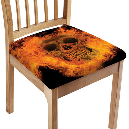 Fire Skull Print Chair Cushion Cover
