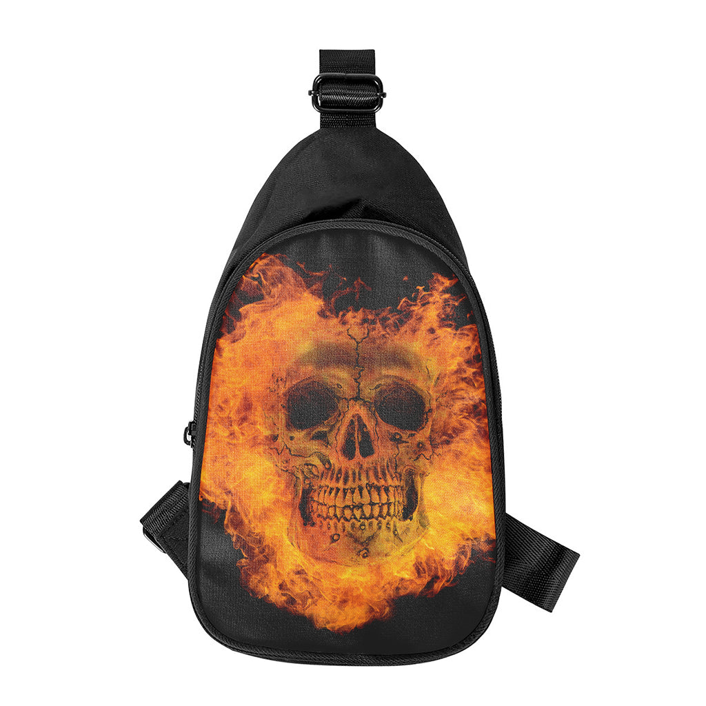Fire Skull Print Chest Bag