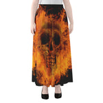 Fire Skull Print Chiffon Maxi Skirt