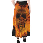 Fire Skull Print Chiffon Maxi Skirt