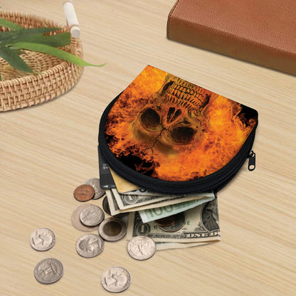 Fire Skull Print Coin Purse