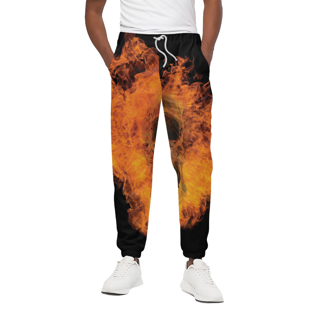 Fire Skull Print Cotton Pants