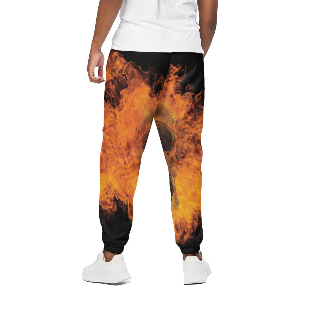 Fire Skull Print Cotton Pants