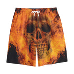 Fire Skull Print Cotton Shorts
