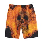 Fire Skull Print Cotton Shorts