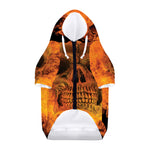 Fire Skull Print Dog Zip Up Hoodie