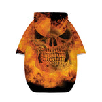 Fire Skull Print Dog Zip Up Hoodie