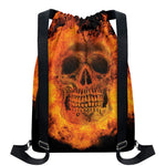 Fire Skull Print Drawstring Backpack
