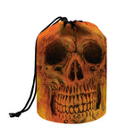 Fire Skull Print Drawstring Makeup Bag
