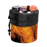 Fire Skull Print Drawstring Makeup Bag