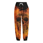 Fire Skull Print Fleece Lined Knit Pants