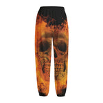 Fire Skull Print Fleece Lined Knit Pants