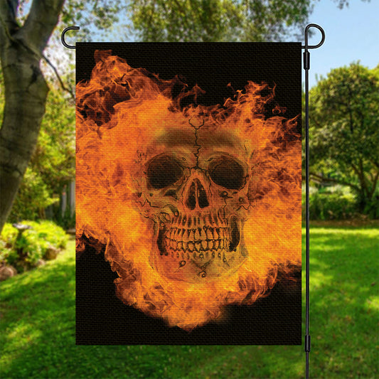 Fire Skull Print Garden Flag