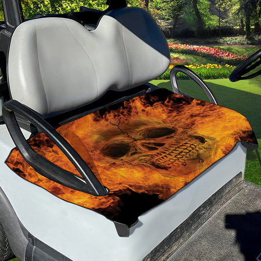 Fire Skull Print Golf Cart Seat Cover