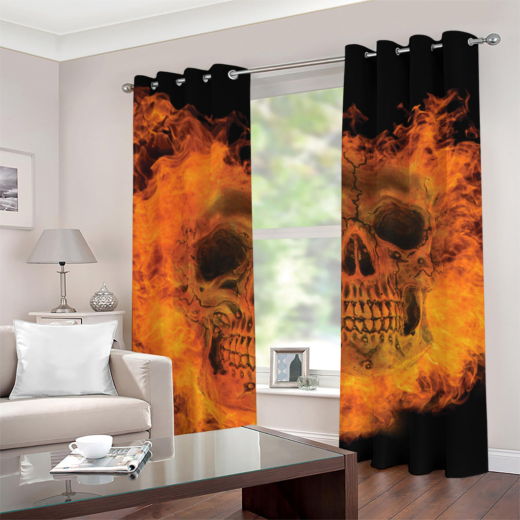 Fire Skull Print Grommet Curtains